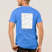 北斎の鶴の描き込み – 日本のミニマリストブルー トライブレンドTシャツ (裏面)