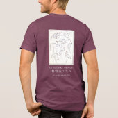 北斎の鶴の描画 – 和モダンなマロンレッド トライブレンドTシャツ (裏面)