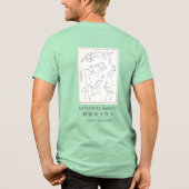 北斎の鶴の描画 – 日本のミニマリストグリーン トライブレンドTシャツ (裏面)