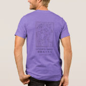 北斎の鶴の描画 – 日本のミニマリストパープル トライブレンドTシャツ (裏面)
