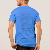 北斎の鶴の描画 – 日本のミニマリストブルー トライブレンドTシャツ (裏面)