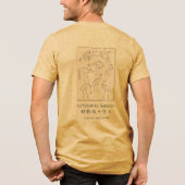 北斎の鶴の絵 – 日本のミニマリストイエロー トライブレンドTシャツ (裏面)