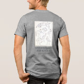 北斎の鶴アート - 日本墨スタイルデザイン トライブレンドTシャツ (裏面)