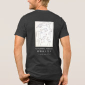 北斎の鶴 日本のミニマリスト チャコール トライブレンドTシャツ (裏面)