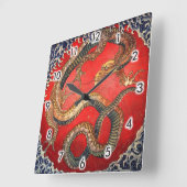 北斎の龍、北斎のHokusaiのドラゴン、Hokusaiの日本芸術 スクエア壁時計 (傾斜)