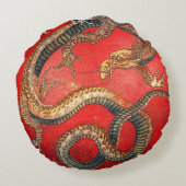 北斎の龍,北斎北斎龍,北斎美術 ラウンドクッション (裏面)