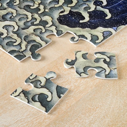 北斎ウェフェミニンーブ日本のヴィンテージファインアート ジグソーパズル (側面)