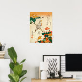 北斎オシロイバナに小鳥・北斎・バードミラビリス・ハラパ ポスター (ホームオフィス)