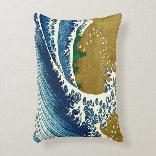 北斎ビッグウェーブジャパンヴィンテージ海 アクセントクッション (正面(垂直))