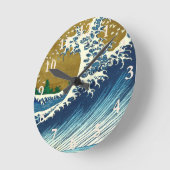 北斎ビッグウェーブジャパンヴィンテージ海 ラウンド壁時計 (傾斜)