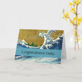 北斎ビッグウェーブ日本ヴィンテージ海 カード (黄色い花)