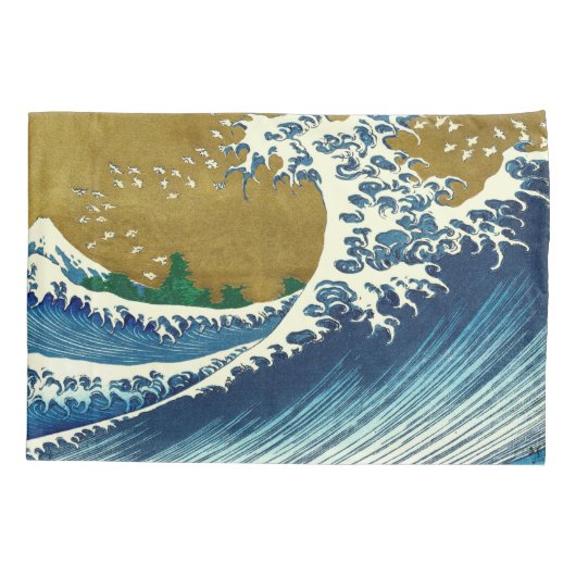 北斎ビッグウェーブ日本ヴィンテージ海 枕カバー (裏面)