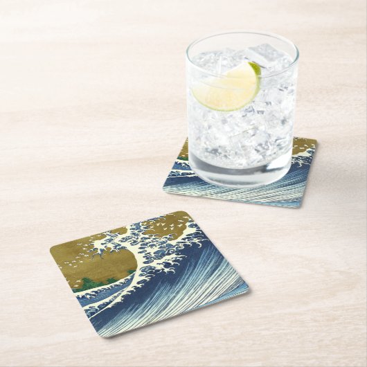 北斎ビッグウェーブ日本日本の美術 スクエアペーパーコースター (インサイチュ)