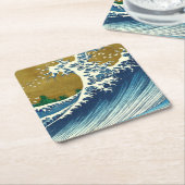 北斎ビッグウェーブ日本日本の美術 スクエアペーパーコースター (アングル)