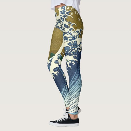 北斎ビッグウェーブ日本日本の美術 レギンス (左)