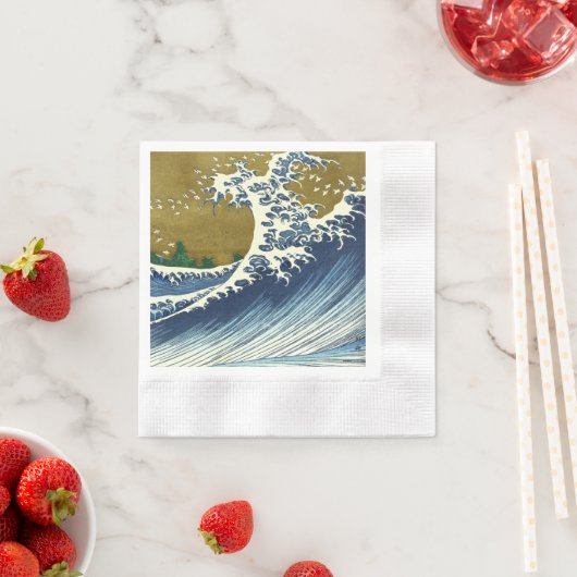 北斎ビッグウェーブ日本日本の美術 縁ありカクテルナプキン (インサイチュ)