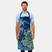 北斎フェミニン波ヴィンテージ海 エプロン (着用した状態)