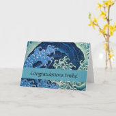 北斎フェミニン波ヴィンテージ海 カード (黄色い花)