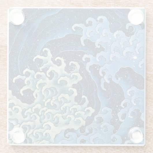 北斎フェミニン波ヴィンテージ海 ガラスコースター (裏面)