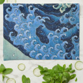 北斎フェミニン波ヴィンテージ海 キッチンタオル (折り畳み)