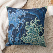 北斎フェミニン波ヴィンテージ海 クッション (ブランケット)