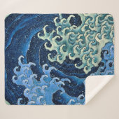 北斎フェミニン波ヴィンテージ海 シェルパブランケット (正面(横))