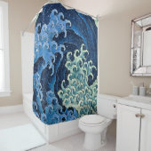北斎フェミニン波ヴィンテージ海 シャワーカーテン (インサイチュ)