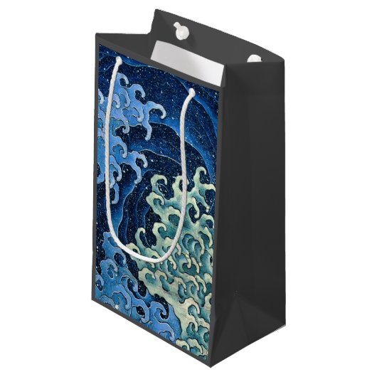 北斎フェミニン波ヴィンテージ海 スモールペーパーバッグ (正面アングル)