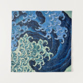 北斎フェミニン波ヴィンテージ海 タペストリー (正面(横))