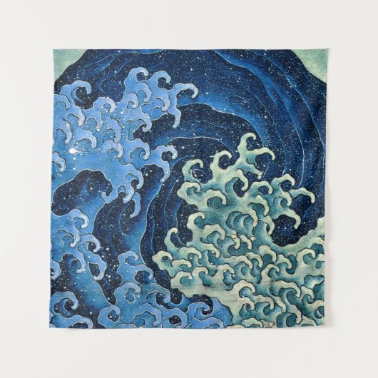 北斎フェミニン波ヴィンテージ海 タペストリー (正面)