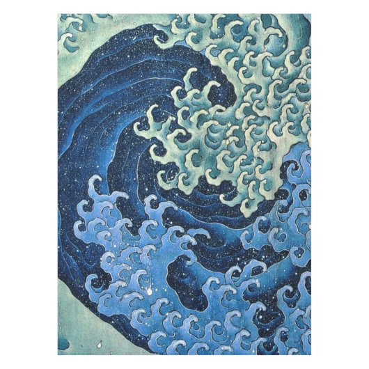 北斎フェミニン波ヴィンテージ海 テーブルクロス (正面)