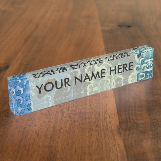 北斎フェミニン波ヴィンテージ海 デスクネームプレート (側面)