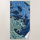 北斎フェミニン波ヴィンテージ海 ビーチタオル (正面)