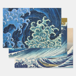 北斎フェミニン波ヴィンテージ海 ラッピングペーパーシート