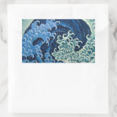 北斎フェミニン波ヴィンテージ海 長方形シール (バッグ)