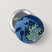 北斎フェミニン波日本ヴィンテージ海 缶バッジ (正面&裏面)