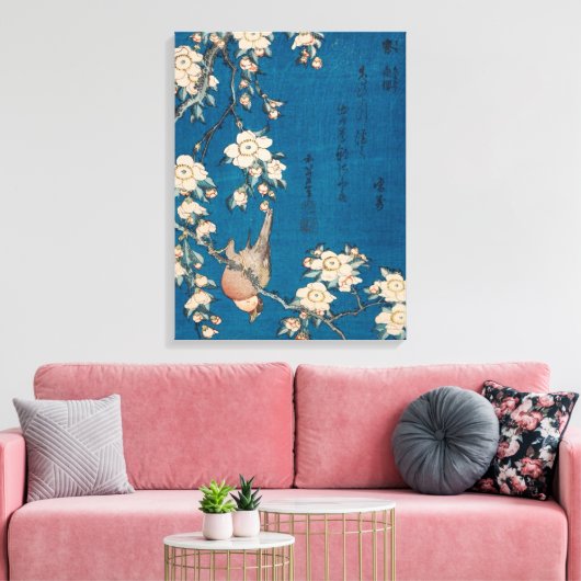 北斎ブルフィンチ&ウィーピングさくらんぼギャラリーHD キャンバスプリント (インサイチュ (リビング))
