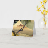 北斎ボーイビュー山富士日本のヴィンテージ カード (黄色い花)