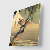 北斎ボーイビュー山富士日本のヴィンテージ スクエア壁時計 (傾斜)