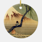 北斎ボーイビュー山富士日本のヴィンテージ セラミックオーナメント (裏面)