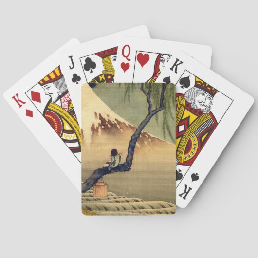 北斎ボーイビュー山富士日本のヴィンテージ トランプ (裏面)