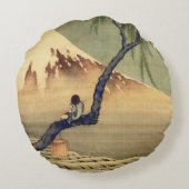 北斎ボーイビュー山富士日本のヴィンテージ ラウンドクッション (裏面)