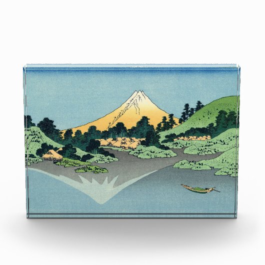 北斎山富士が河口湖で反射 フォトブロック (正面)