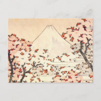 北斎山富士さくらんぼ花はがき