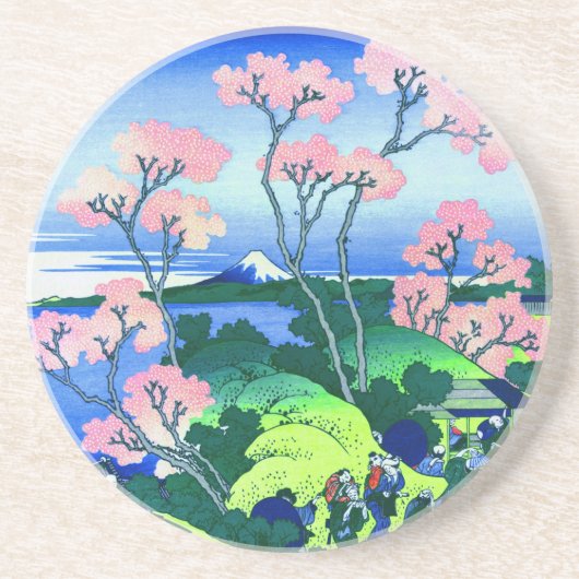 北斎御殿山ヒル北斎さくらんぼブロッサムファインアート コースター (正面)