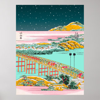 北斎日本のの木版画「ザ・ビレッジ」 ポスター