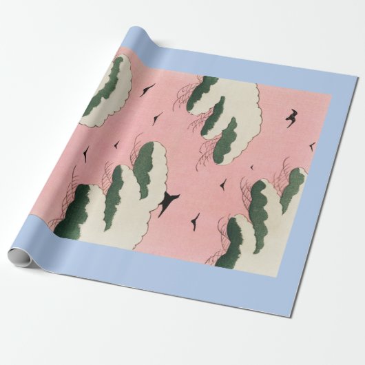 北斎日本の鳥雲包み紙 ラッピングペーパー (アンロールド)