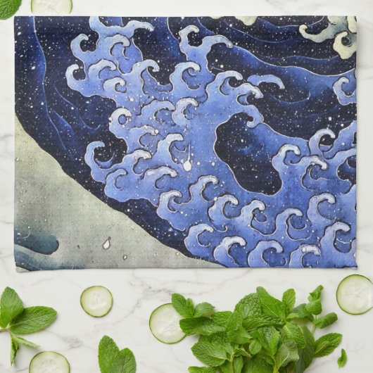 北斎波フェミニンヴィンテージ日本のファインアート キッチンタオル (折り畳み)