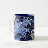 北斎波フェミニンヴィンテージ日本のファインアート ツートーンマグカップ (正面左)
