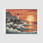 北斎波浪スタイル灯台の海岸沿い 薄葉紙 (正面)